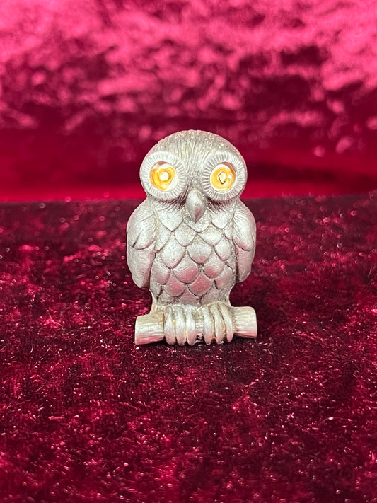 Vintage Figurine - Metal Miniature - Pewter Owl
