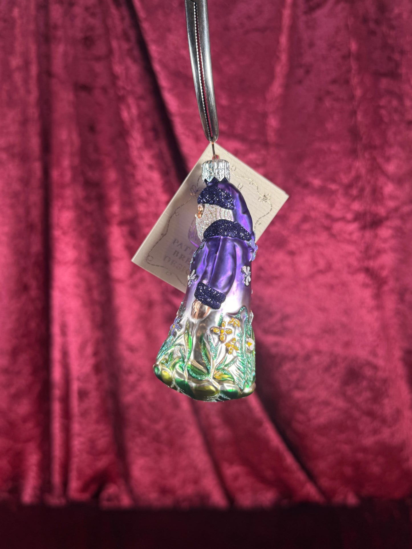 Vintage Christmas - Handblown Glass Ornament - Purple Rainforest Santa - Patricia Breen - Poland - 2000