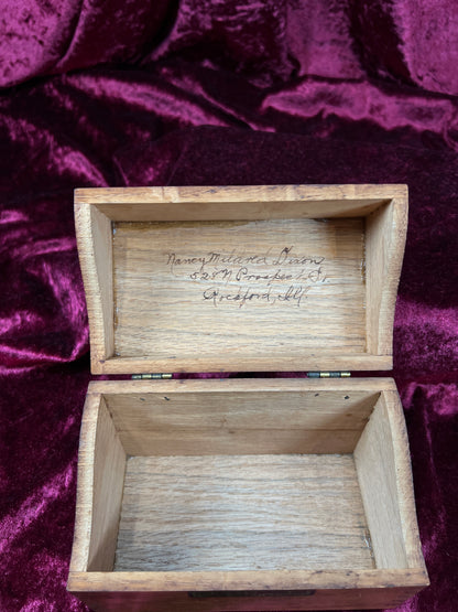 Vintage Oak Recipe Box - Dovetail Wood Kitchen Card Storage