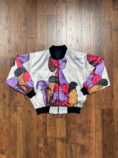 Vintage Clothing - Light Bomber Jacket - Picasso Print - Large - Missing Zipper Tab