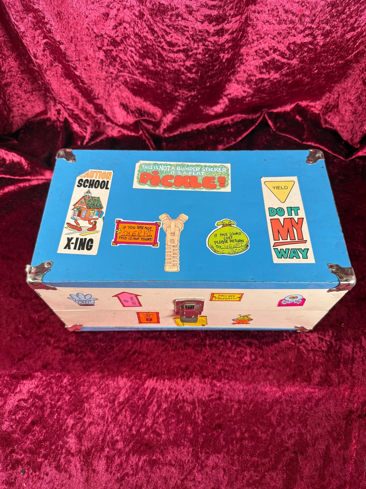 Vintage Toy - Metal Doll Suitcase with Dynamite Stickers - 1970s