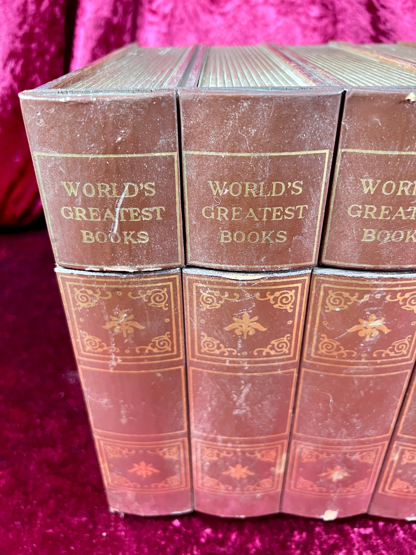 Vintage Barware - Mid Century Hidden Leather Bound Book Bar - World's Greatest Books - Japan