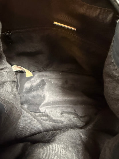 Vintage Accessories - Crossbody Bucket Bag Purse - Black Woven Leather - Ganson