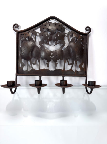 Vintage Decor - Brass Candlestick Sconce - Birds