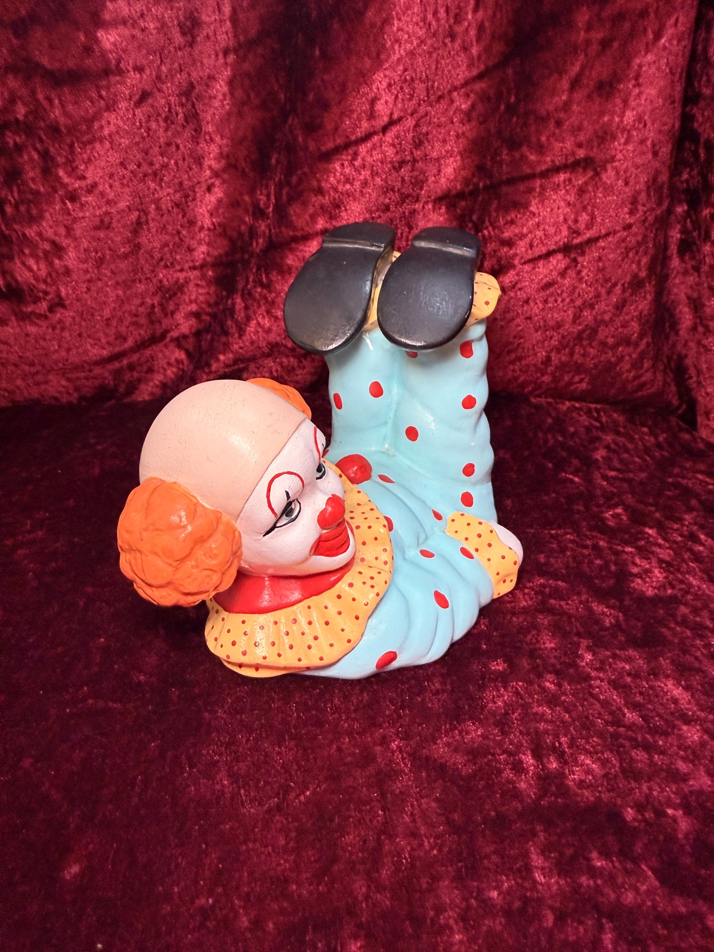 Vintage Clown Art - Whimsical Ceramic Figure - Clown with Legs Up