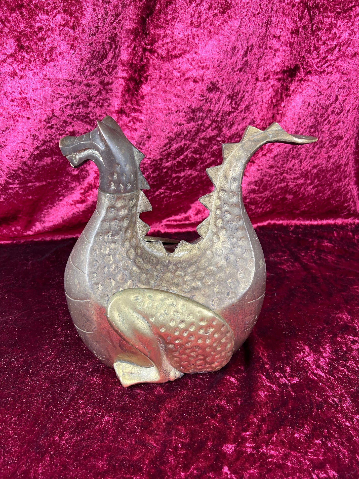 Vintage Brass Decor - Heavy Wood Stove Humidifier - Aged Brass Dragon - 1982 Gates General Corporation