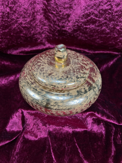 Vintage Stangl Ceramic Trinket Box – Granada Gold Metallic Lidded Dish