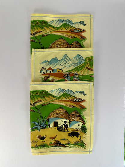 Vintage Tea Towels - South Africa Sotho Tribe - Lesotho - Set of 3 by Pan Prints