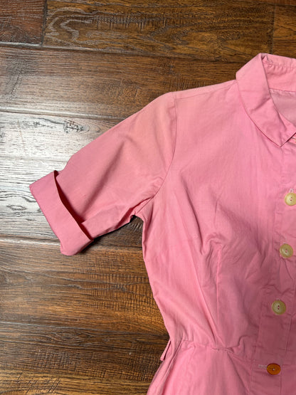 Vintage Clothing - Button Front Shirt Dress - Cotton Candy Pink - Small