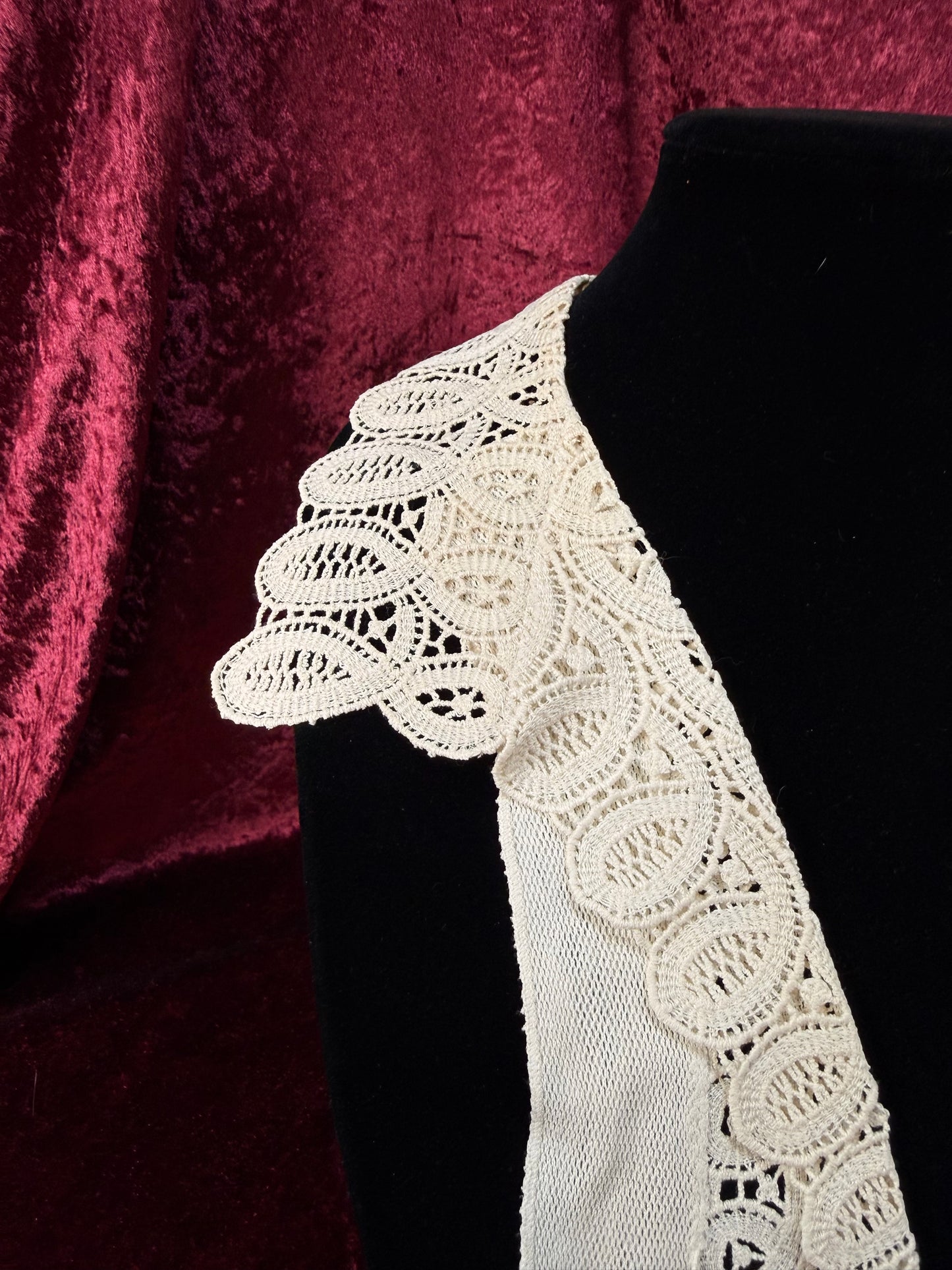 Vintage Lace Collar Overlay – Victorian Style Open Front Embroidered Panel