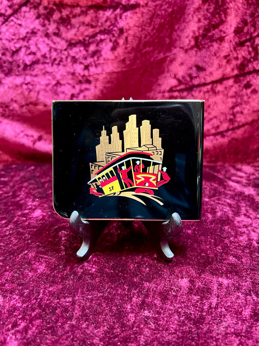 Vintage Accessory - 1940s Metal Wallet - San Francisco Trolley Car - Elgin America