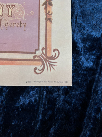 Vintage Paper Marriage Certificate - Victorian Style Cherub Floral Keepsake Print