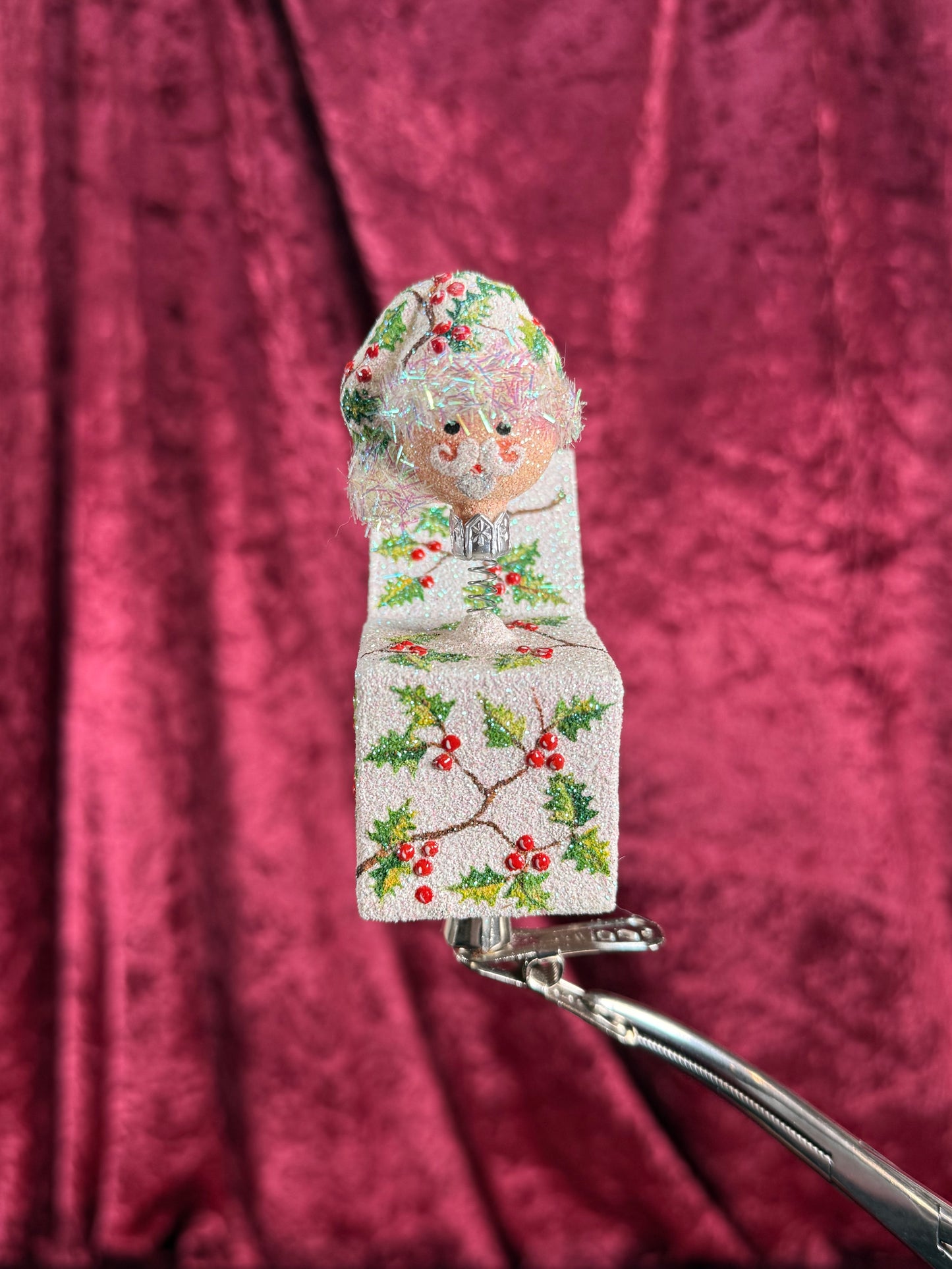 Vintage Christmas - Handblown Glass Clip On Ornament - Christmas Jack-In-The-Box - Patricia Breen - Poland