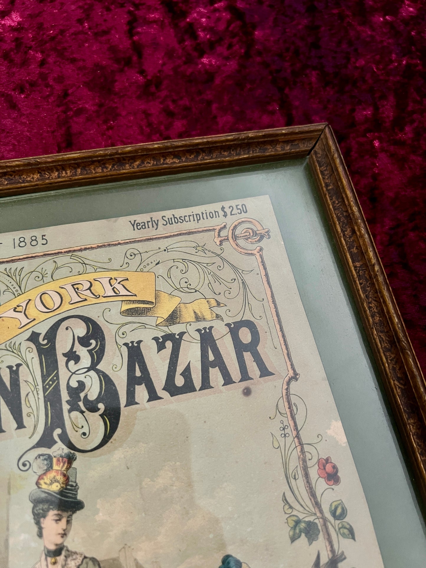 Vintage Framed Magazine Cover - 1885 New York Fashion Bazar George Munro