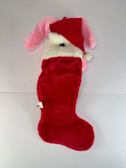 Vintage Christmas Decor - Energizer Buny Stocking - Pink Bunny Plush - 1993