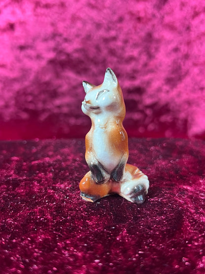 Vintage Figurine - Porcelain Miniature - Smiling Fox - Chipped