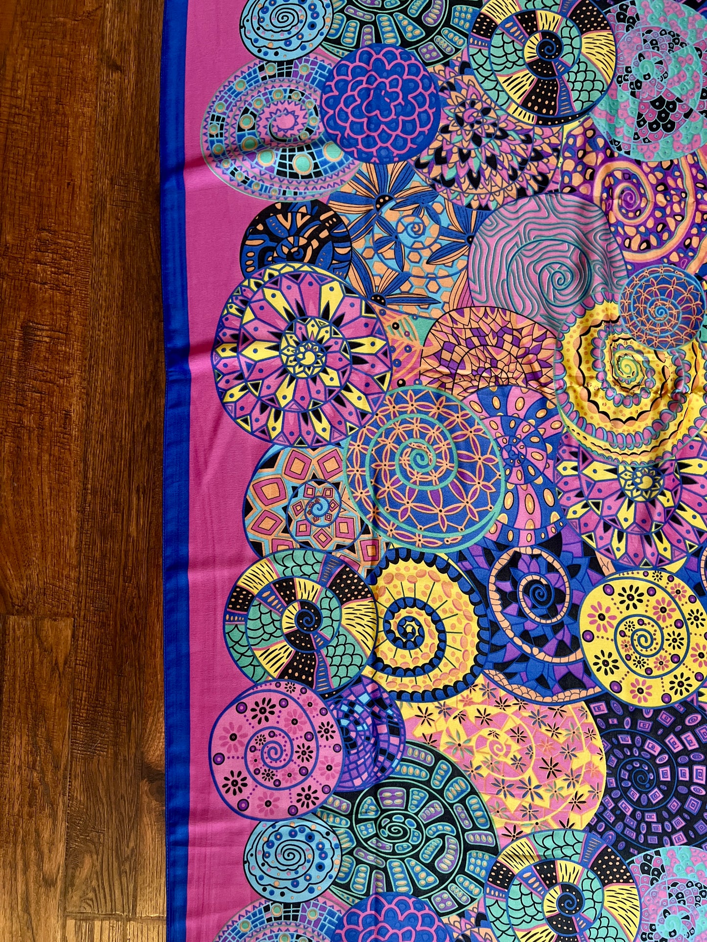 Vintage Hermes Long 100% Silk Scarf - Reves d'Escargot Snails' Dream Pink and Blue Design