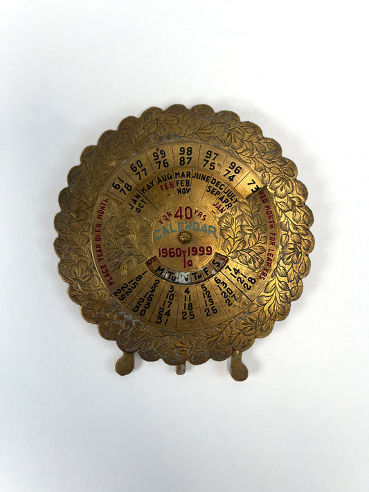 Vintage Brass Decor - Perpetual Forty Year Calendar 1960 - 1999