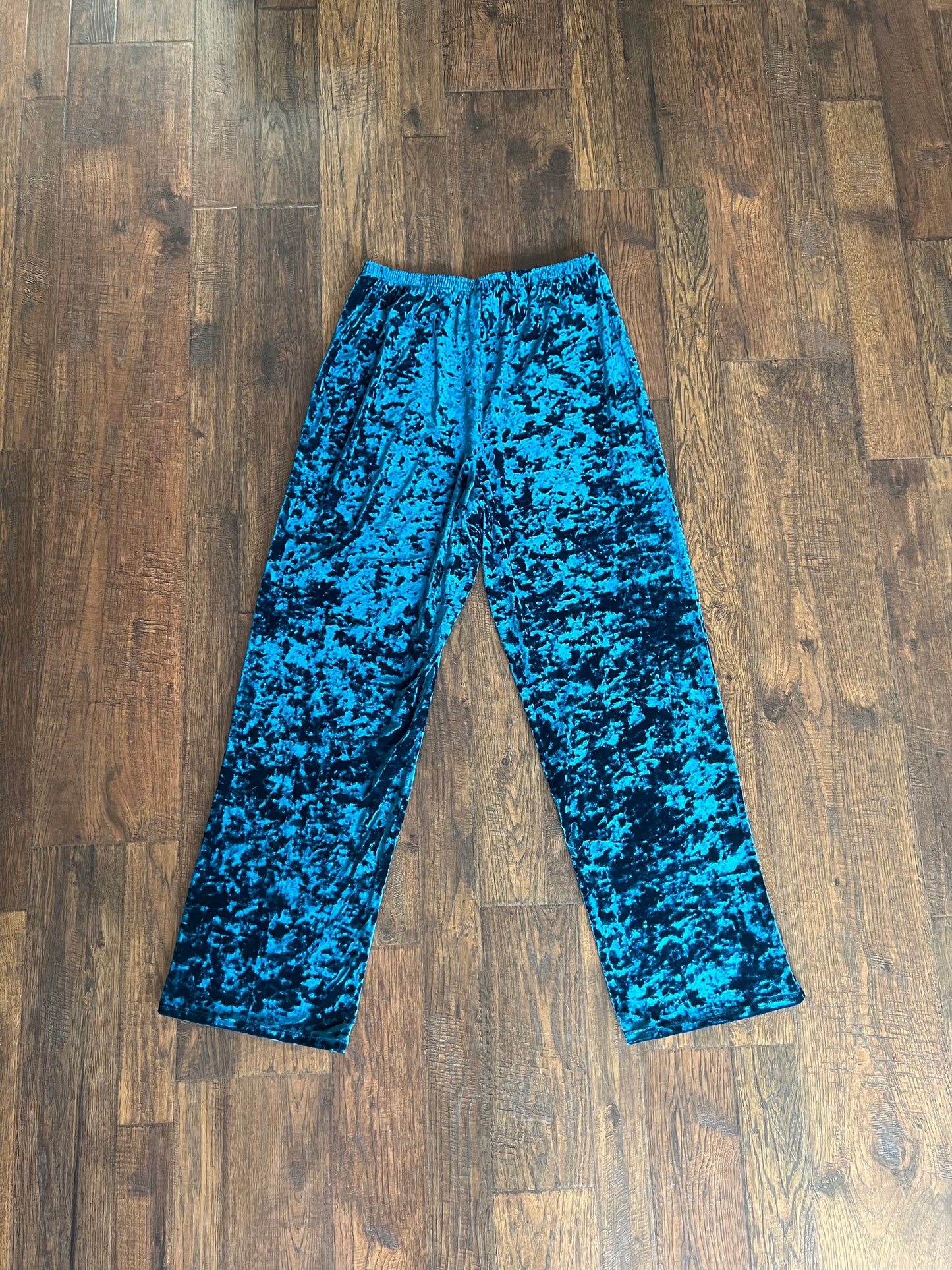 Vintage Clothing - Straight Leg Pants - Crushed Velvet - Teal - Medium