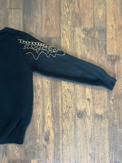 Vintage Clothing - Embellished Knit Sweater - Black - Medium - Crystal Sportswear