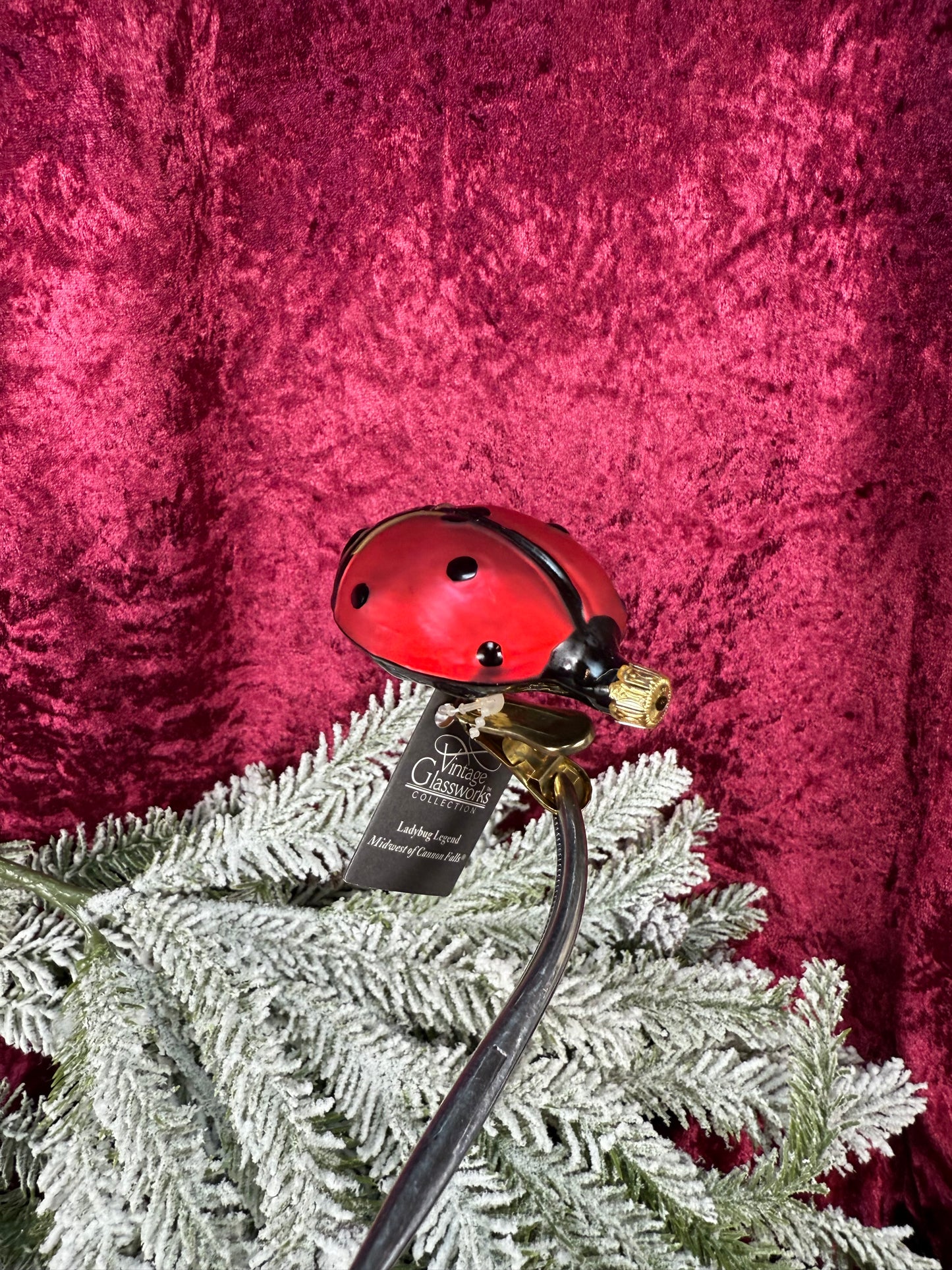 Vintage Christmas - Glass Clip-On Ornament - Ladybug Legend - Vintage Glassworks - Germany