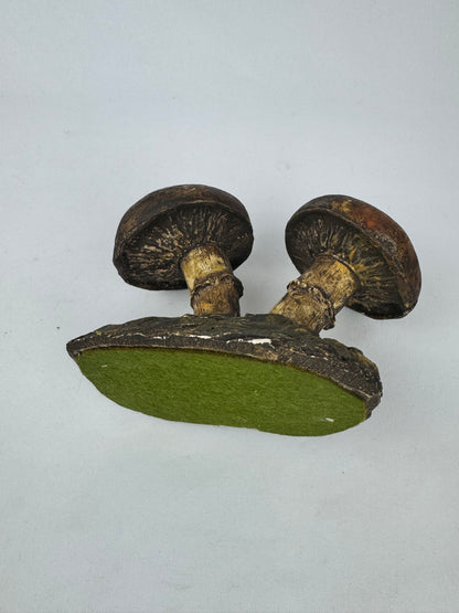 Vintage 1970s Chalkware 3D Toadstool Mushroom Decor Sculpture - Set of 2