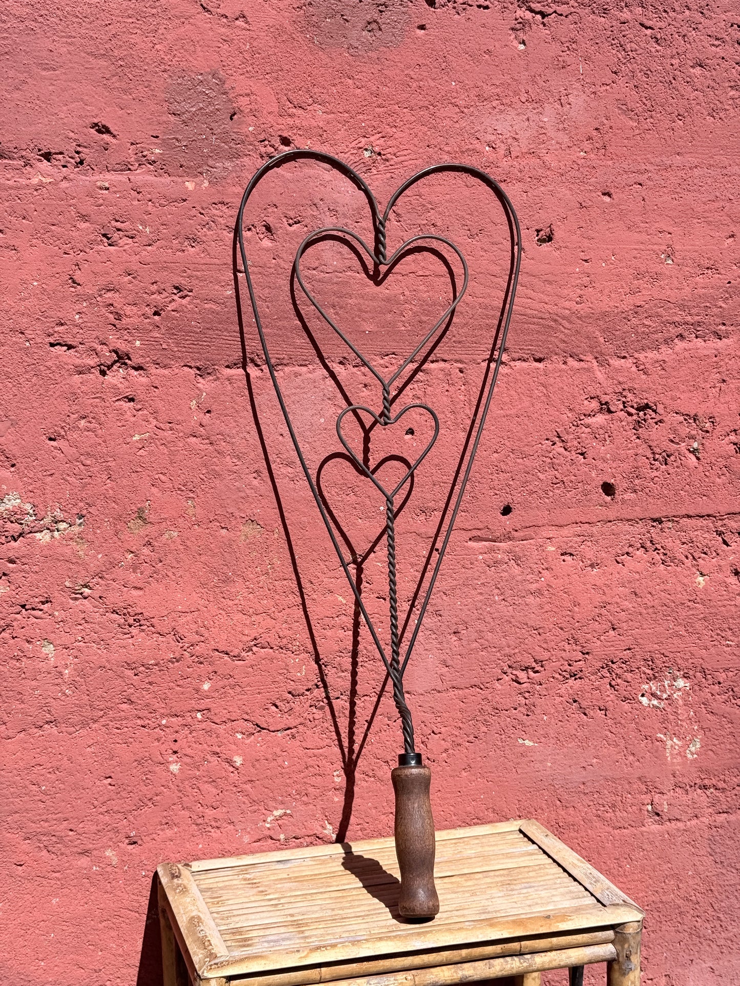 Vintage Wire Blanket Beater – Triple Heart Primitive Design