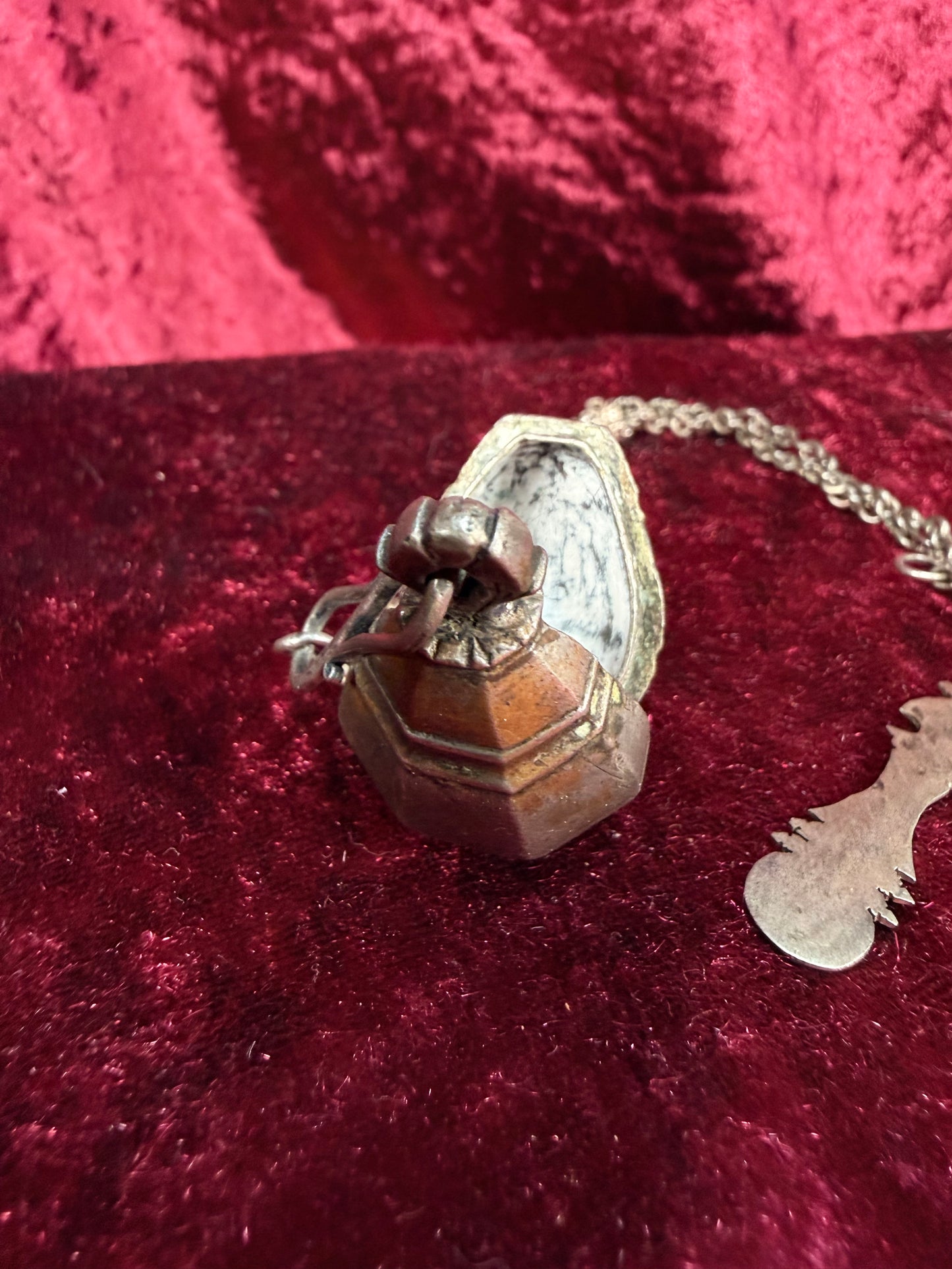 Antique Silver Opium Chatelaine – Flower Topped Picks with Locket Ball - Late Qing Dynasty
