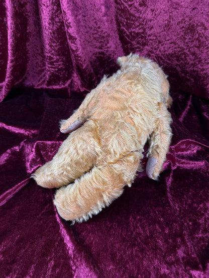 Antique Jointed Mohair Teddy Bear – Golden Yellow with Button Eyes - 17.5"