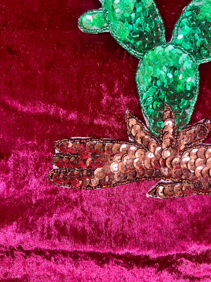 Vintage Sewing Notions - Sequin Appliqué - Big Paddle Cactus