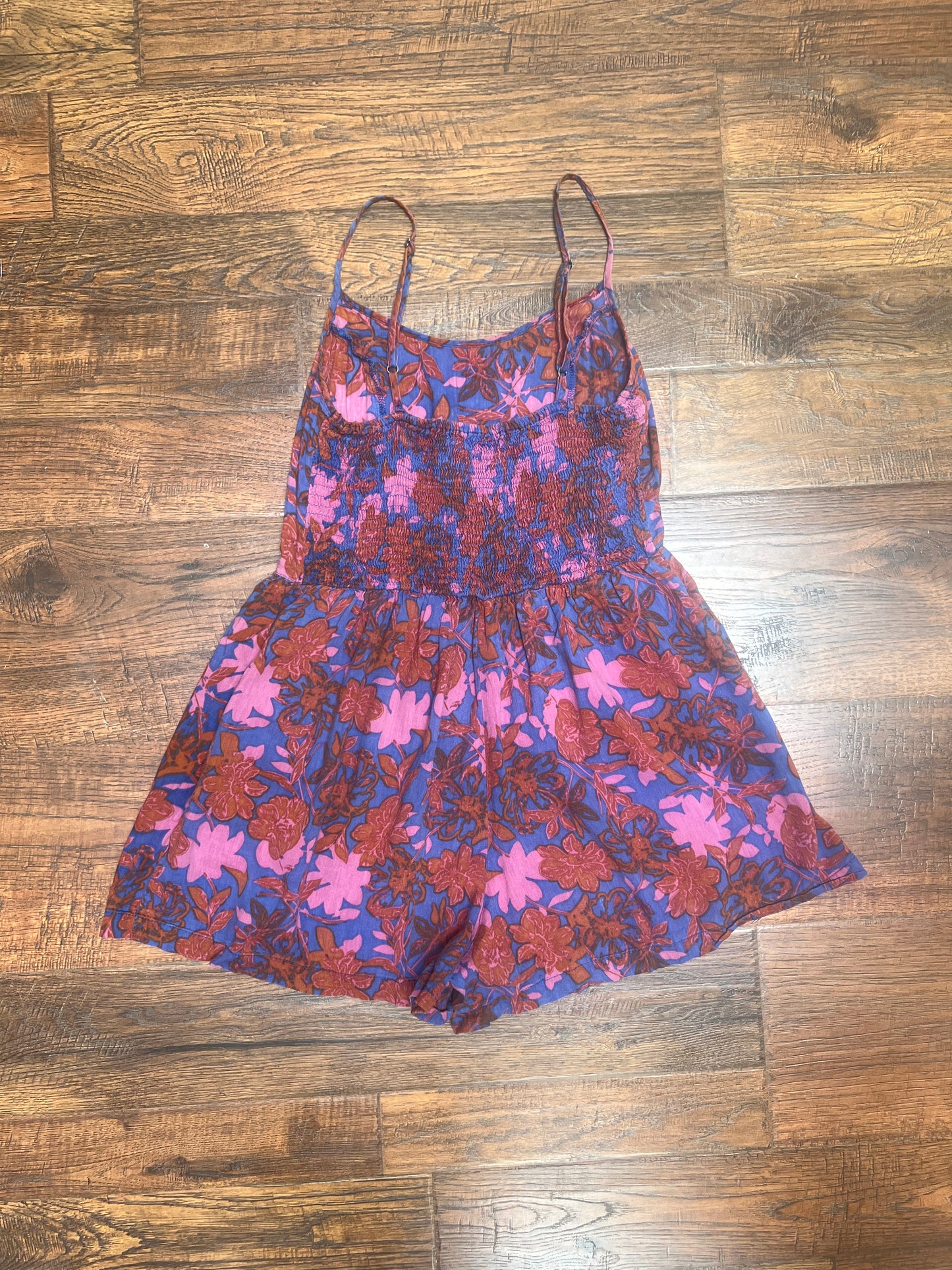 Clothing - Spaghetti Strap Romper - Pink And Blue Floral Print - Small - Fire Los Angeles