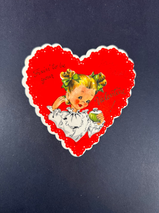 Vintage Ephemera - Valentine’s Day Card - Fixin’ To Be Your Valentine - Hallmark