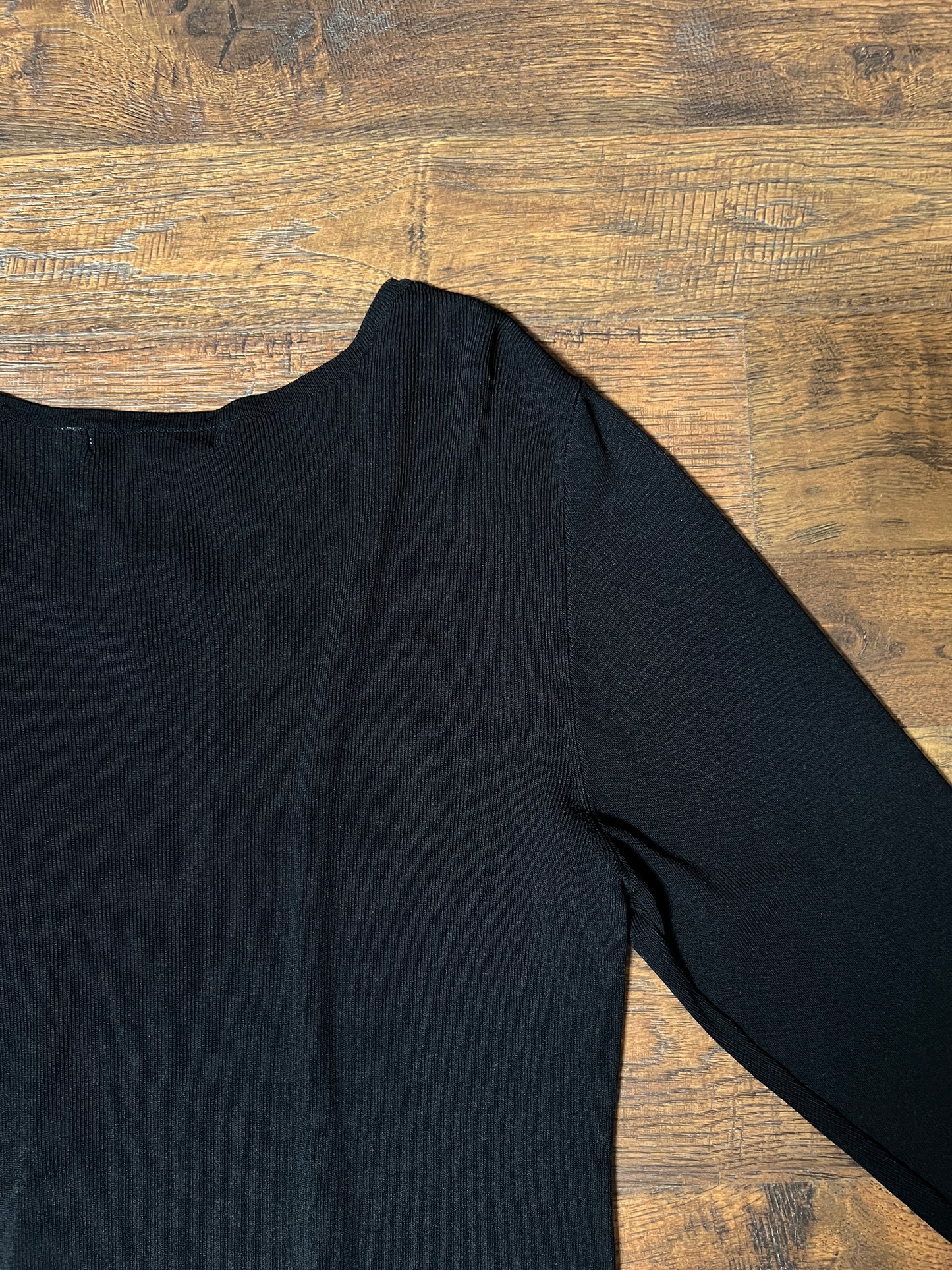 Vintage Hannah Jones Knit Top - Black Rhinestone Lattice Neckline - Medium