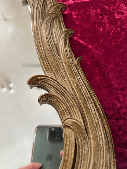 Vintage Syroco Wood Wall Mirror - Ornate Rococo Gold Hued Frame