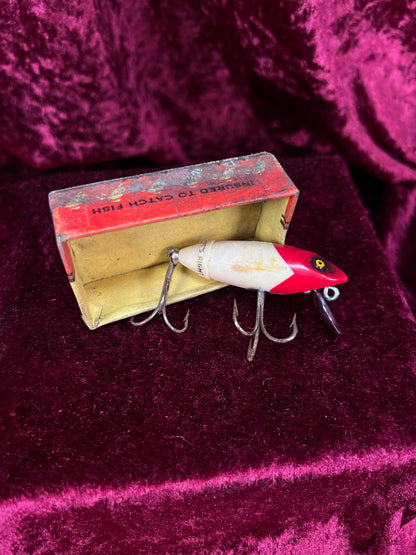 Vintage South Bend Fish-Obite Fishing Lure - Red Head Plug with Original Box