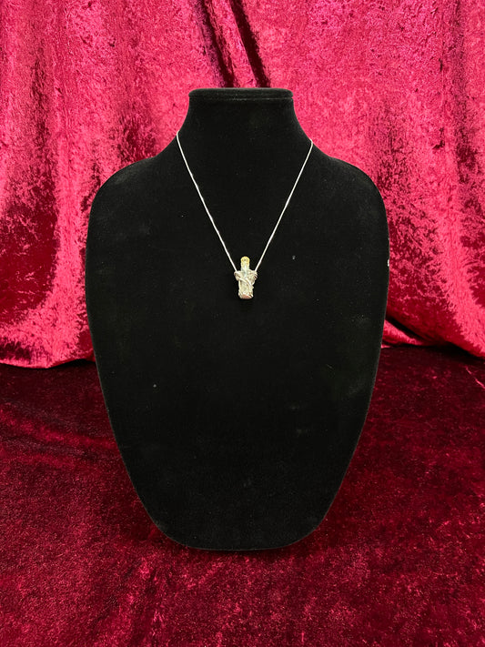 Vintage Sterling Silver Necklace - Fairy Dust Glass Vial Pendant