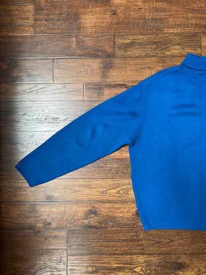 Vintage Clothing - Turtleneck Knit Sweater - Cobalt Blue - Puritan Double Knit - Large