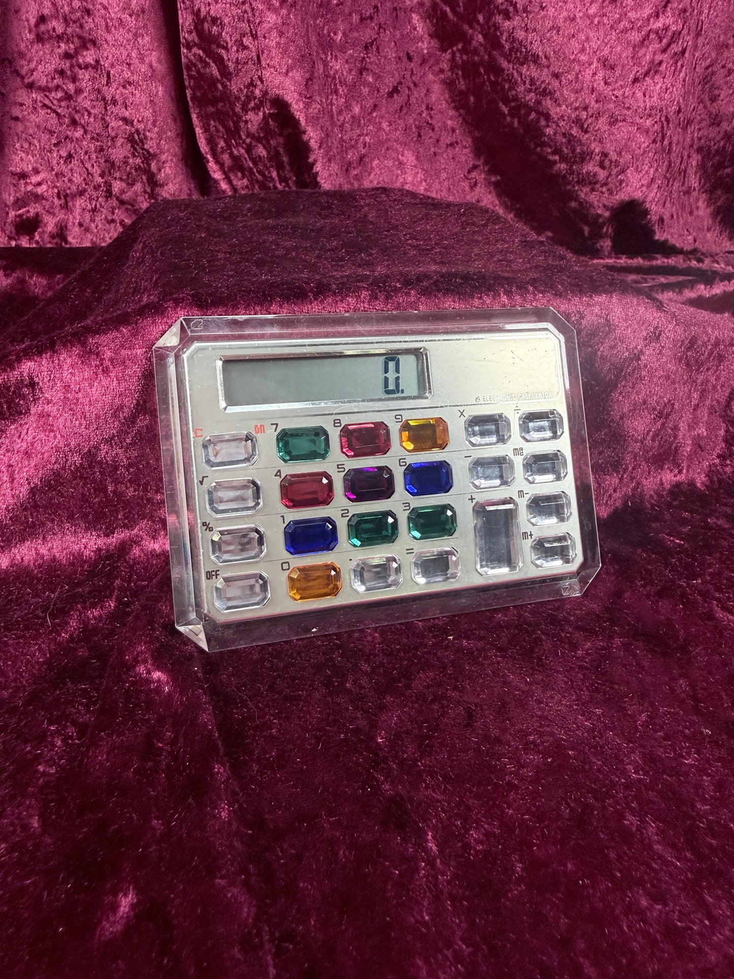 Vintage Lucite Electronic Desktop Calculator - Jewel Tone Keypad