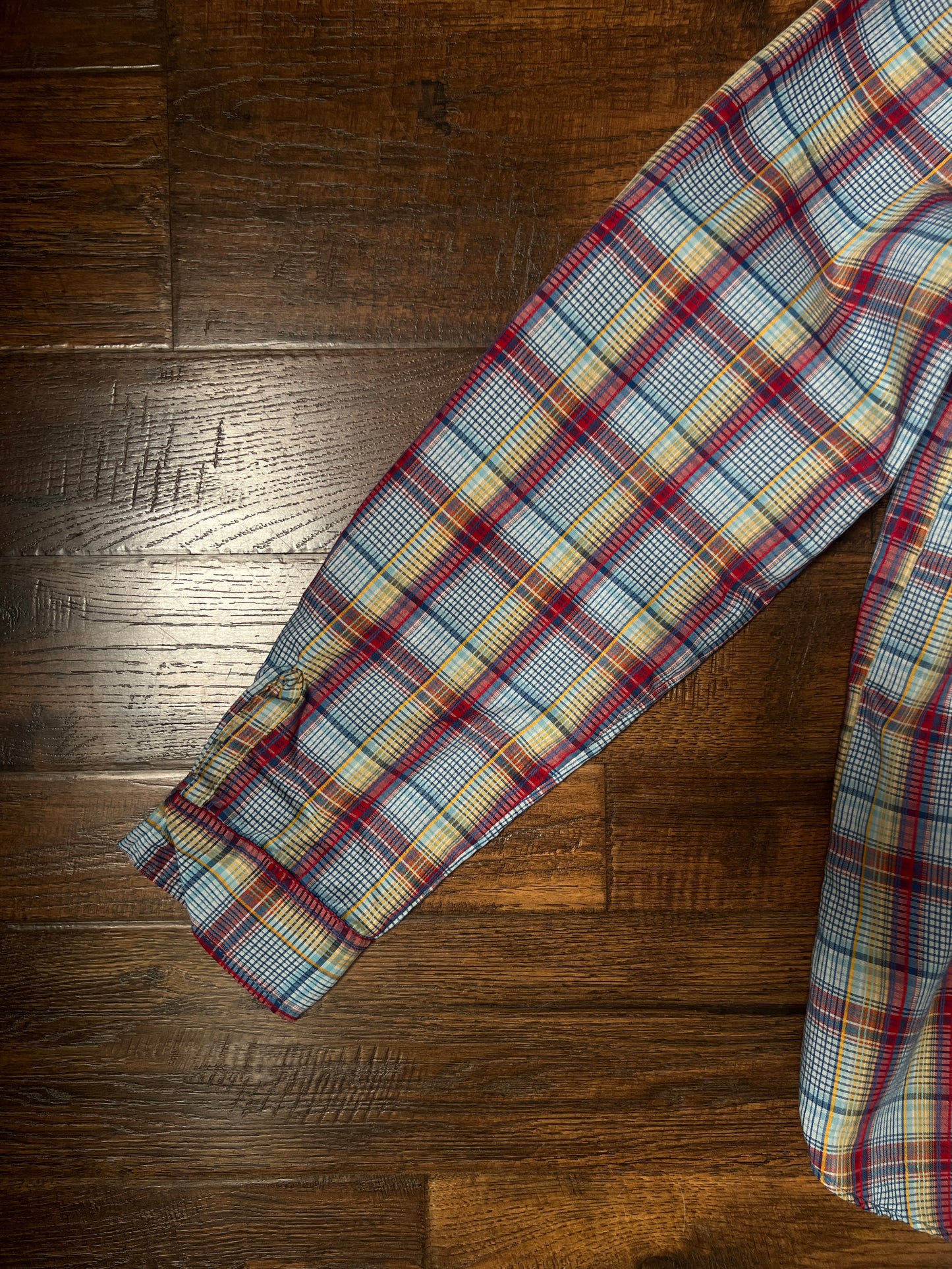 Vintage Miss Fashionability Plaid Blouse – Contrast White Collar Preppy Style – Medium