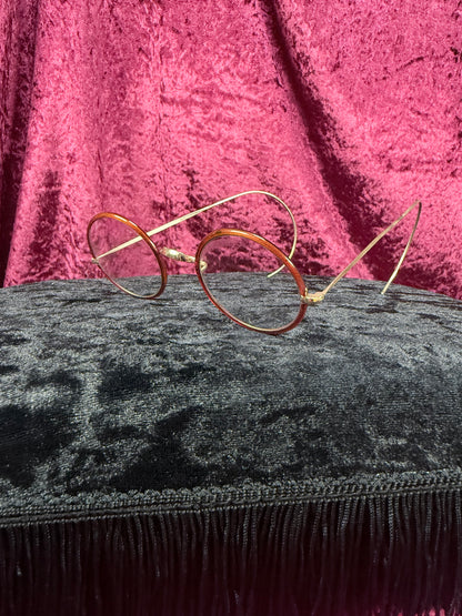 Antique Windsor Celluloid Pince-Nez Eyeglasses – Round Spectacles with Jenkel-Davidson Case