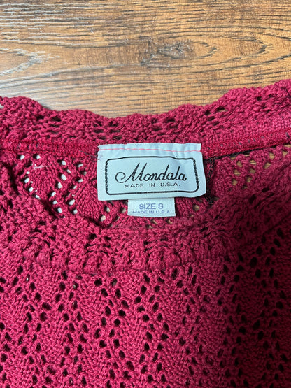 Vintage Clothing - Thin Knit Oversized Sweater - Light Maroon - Mondala Made In U.S.A. - Small