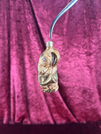 Vintage Christmas - Handblown Glass Ornament - Anthropomorphic Elephant Playing A Trombone