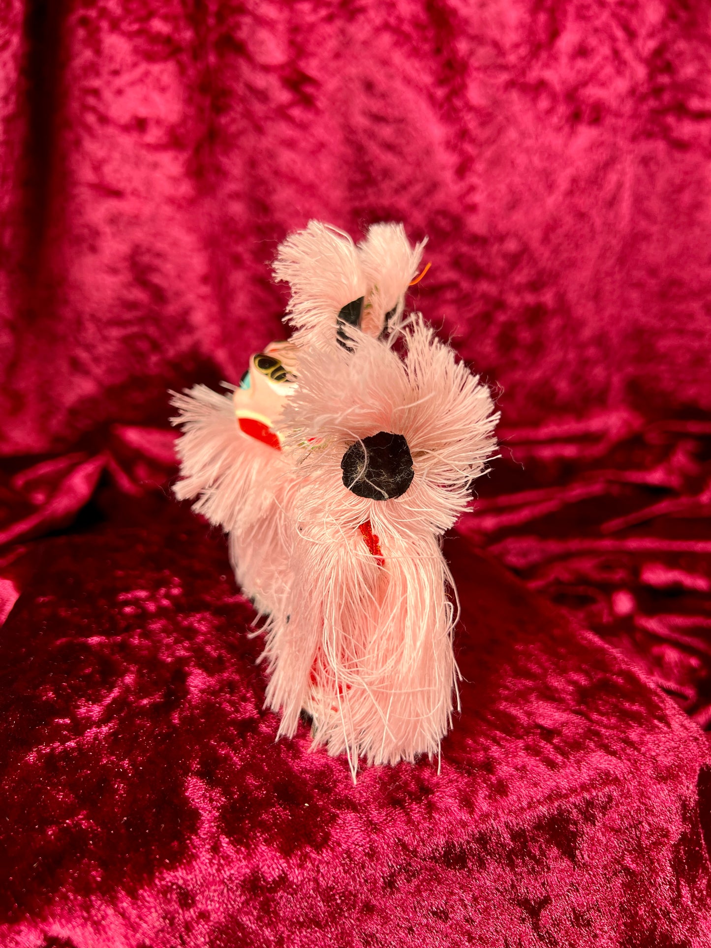 Vintage Figurine - Miniature Traditional Chinese Lion - Pink - Made In China