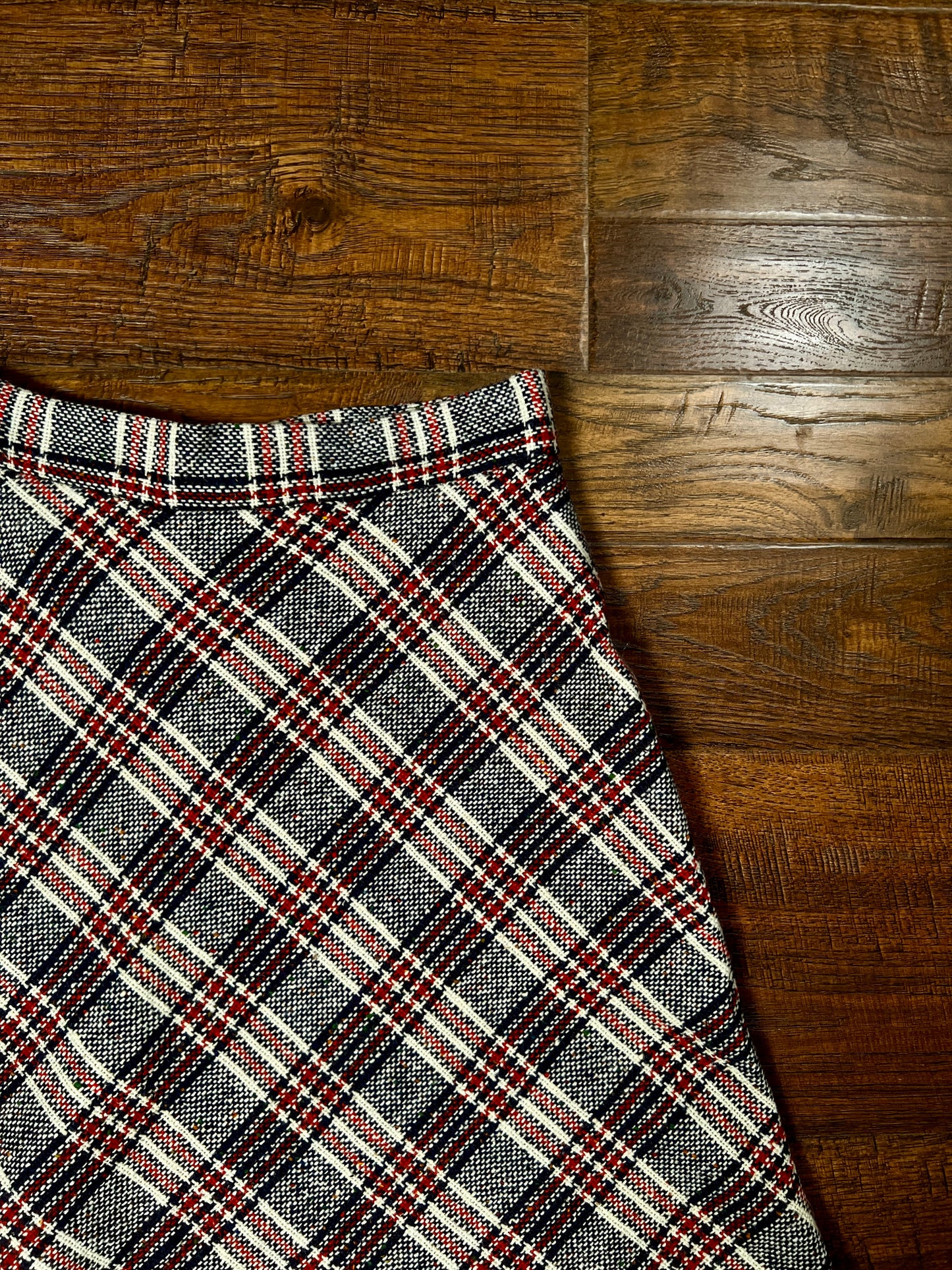 Vintage Wool Blend Plaid Skirt - Trousers Up Patch Pocket A-Line - Size Medium