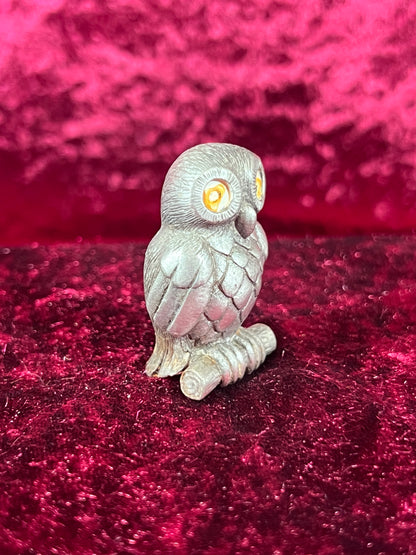 Vintage Figurine - Metal Miniature - Pewter Owl