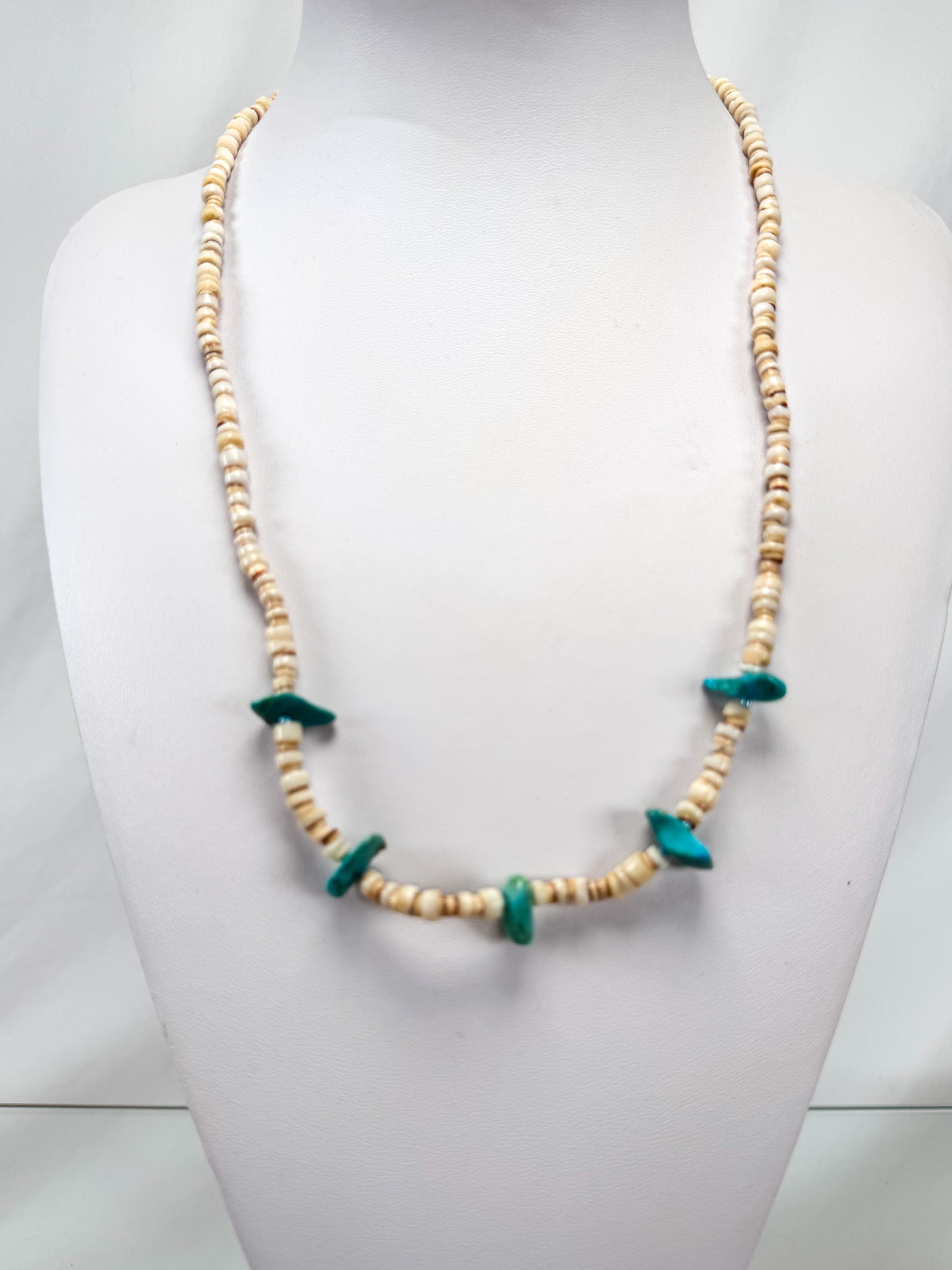 Vintage Puka Shell & Turquoise Bead Necklace