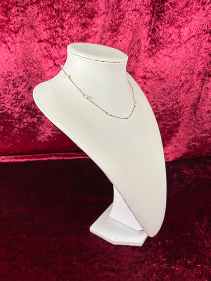 Vintage Jewelry - Necklace - Faux Pearls and Gold Beads - 16" - Monet