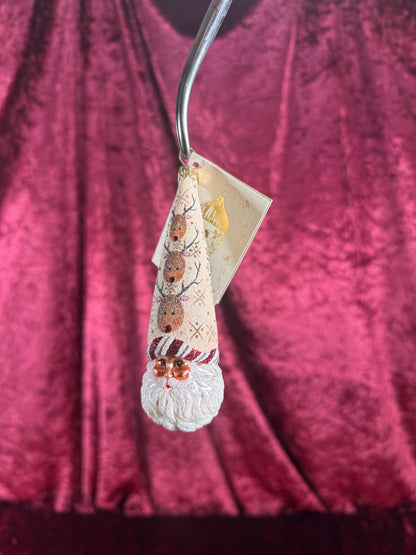 Vintage Christmas - Handblown Glass Ornament - Winter Sage Bejeweled Reindeer Santa - Patricia Breen - Poland - 2006