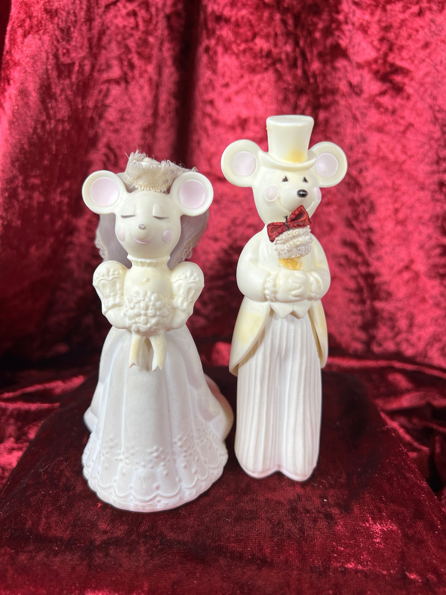 Vintage Perfume Bottle Set - Anthropomorphic Mice Bride and Groom - Avon