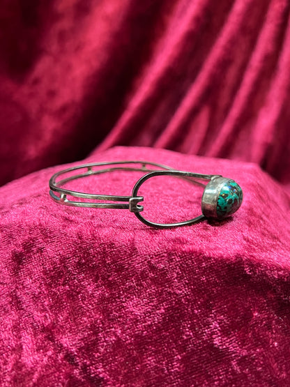 Vintage Jewelry - Cuff Bracelet - Silver - Jasper Center Stone